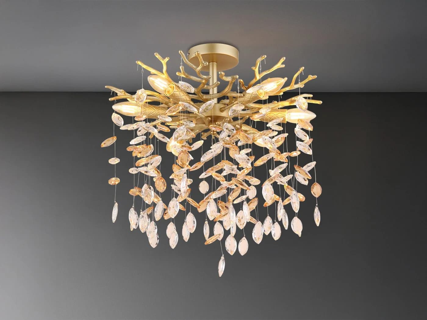 GLOBO LIGHTING LED Deckenleuchte 50cm Zweigoptik Kristall 2-farbig Dimmfunktion - Bild 3