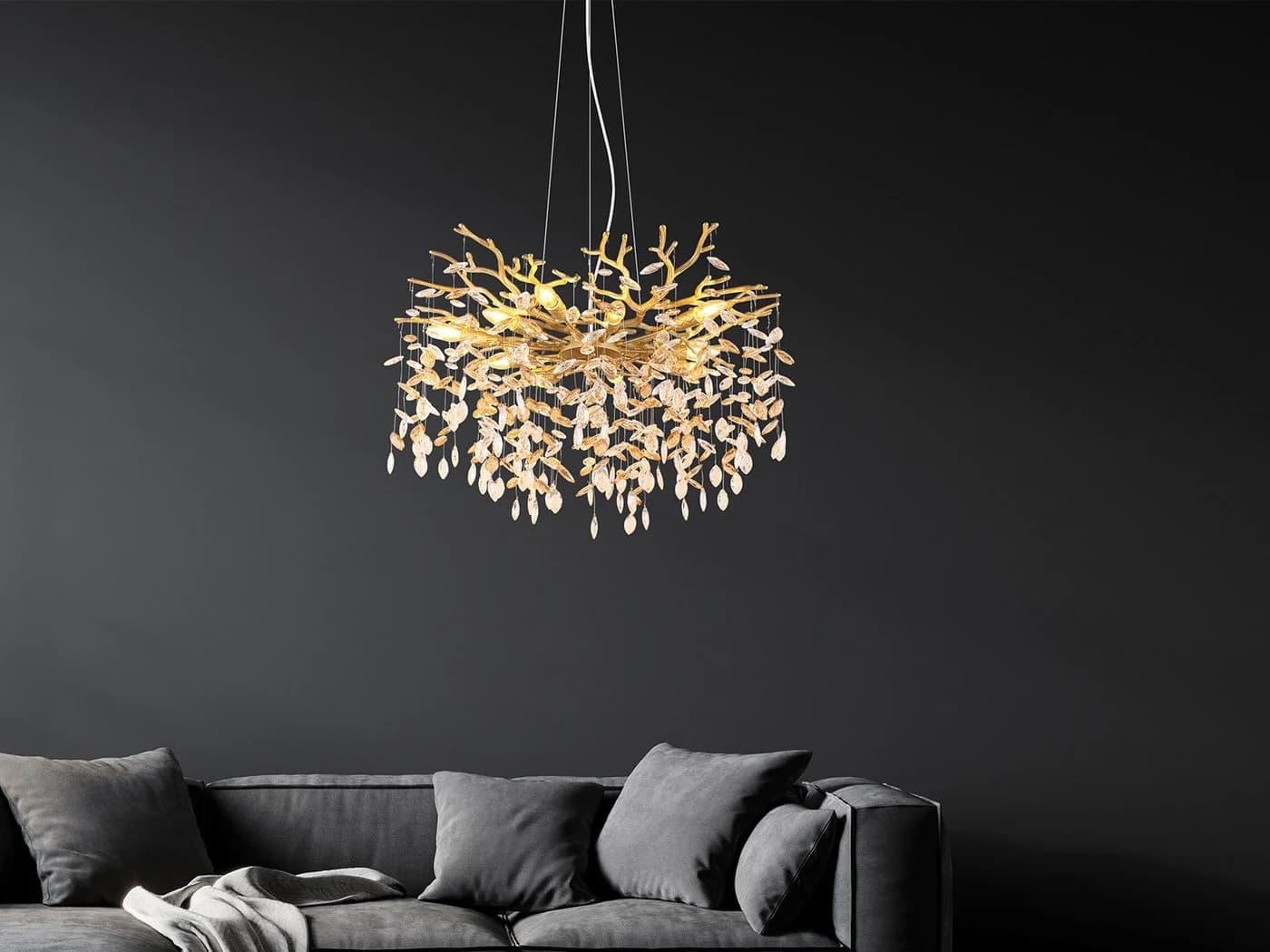 GLOBO LIGHTING LED Kronleuchter Kristall Gold Dimmbar 80cm - Bild 3