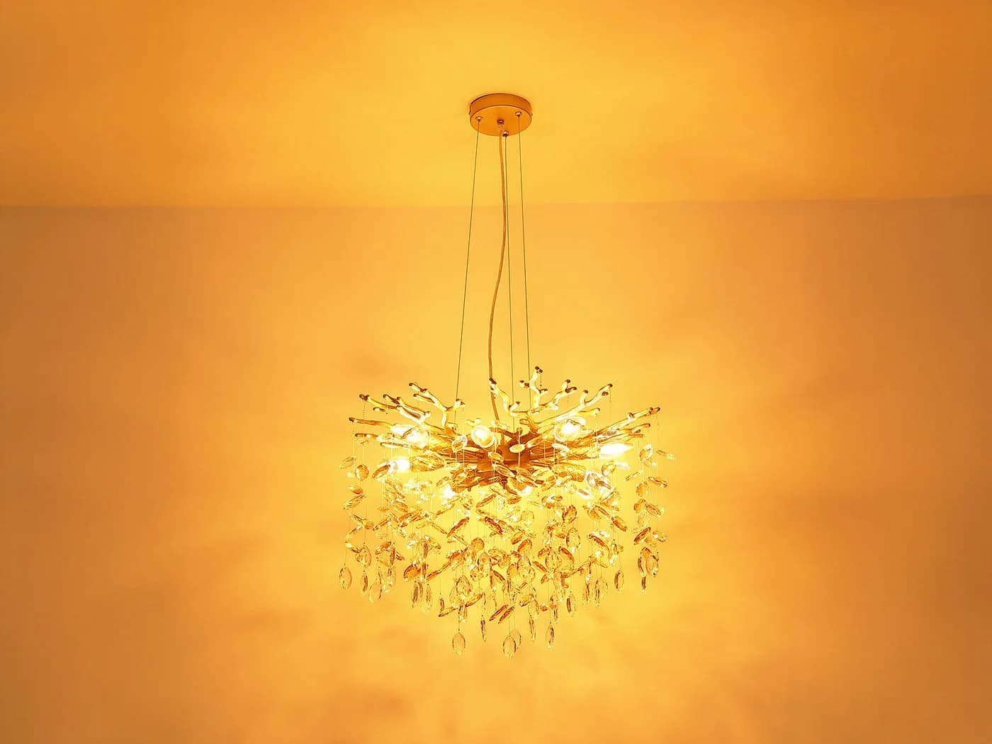 GLOBO LIGHTING LED Kronleuchter Kristall Gold Dimmbar 80cm - Bild 5