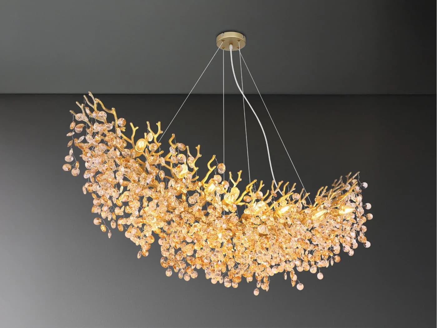 GLOBO LIGHTING LED Kronleuchter 2-farbig 150cm Dimmfunktion Kristall