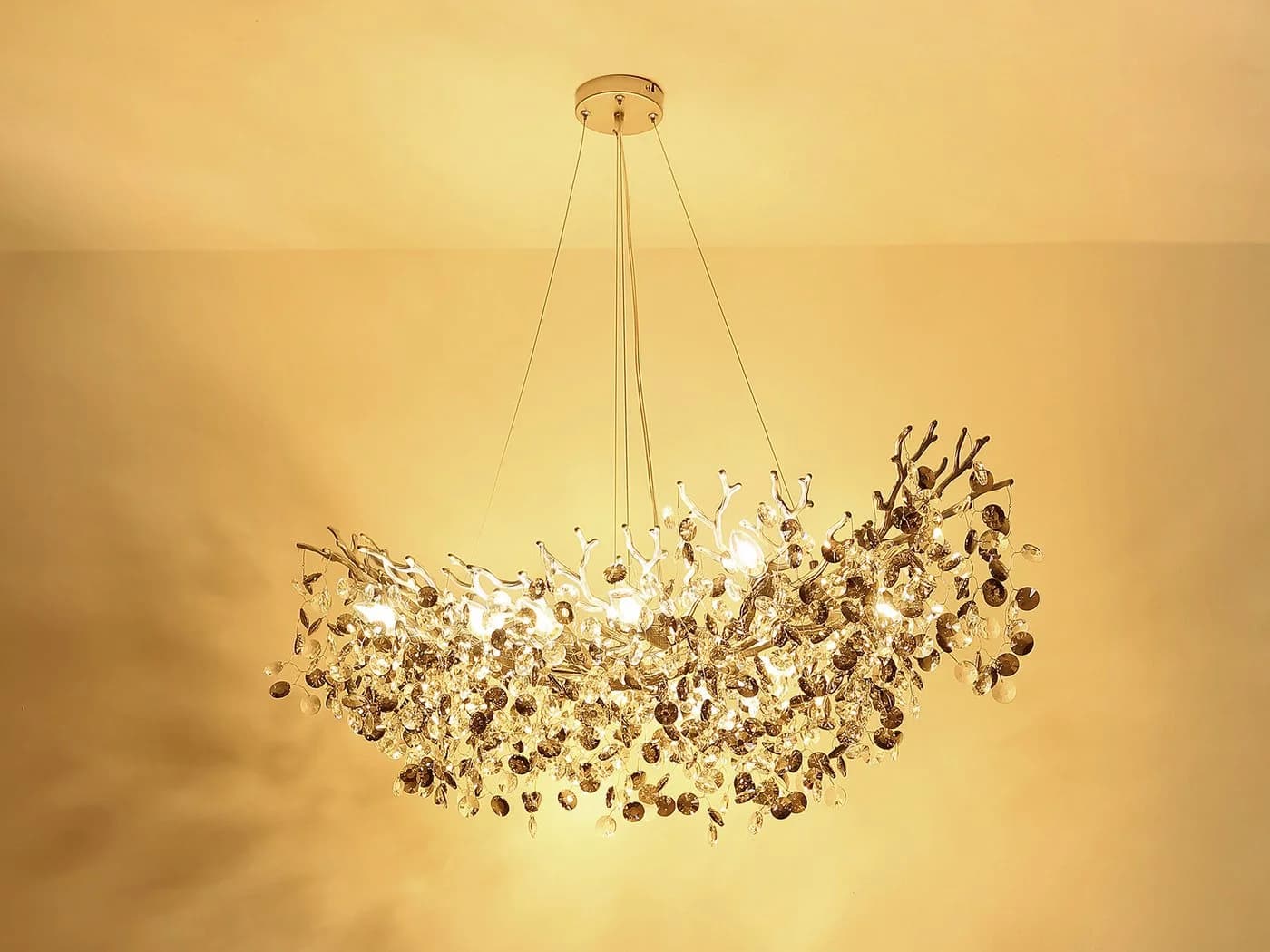 GLOBO LIGHTING LED Kronleuchter mit Kristall 2-farbig 150cm Dimmfunktion - Bild 5