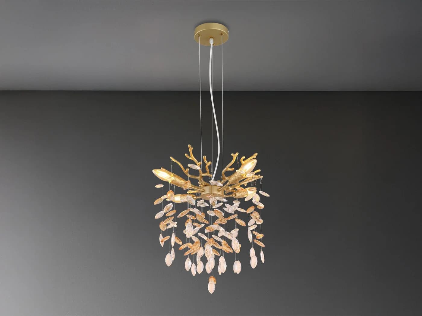 GLOBO LIGHTING LED Kronleuchter mit Kristall 2-farbig Ø 40cm, Dimmfunktion, LED wechselbar, Warmweiß