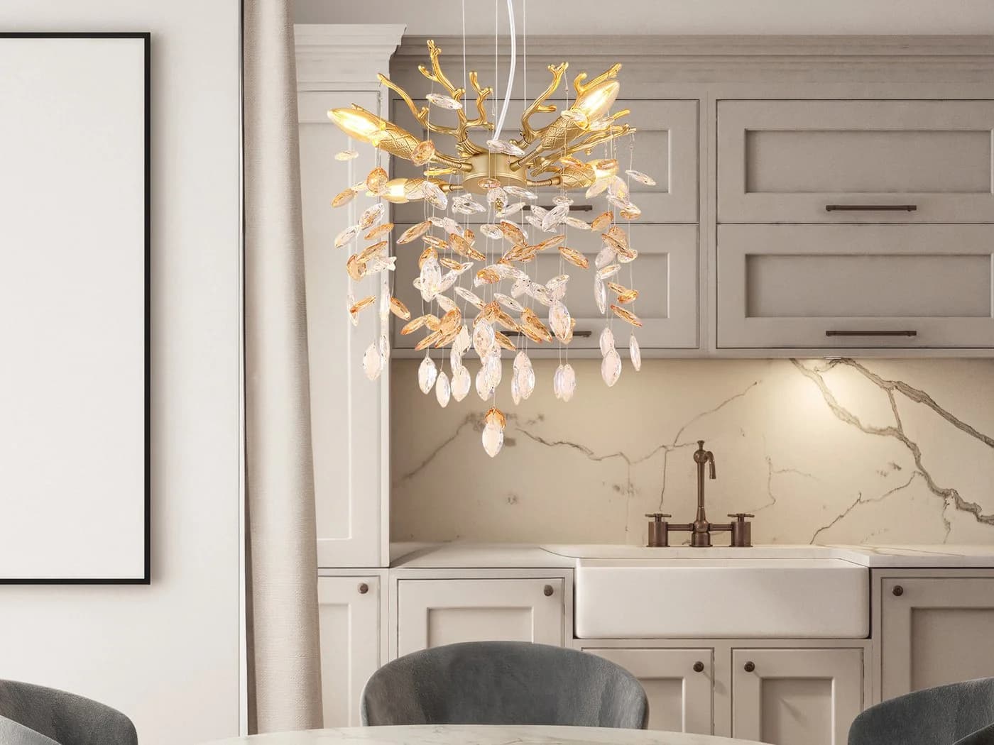 GLOBO LIGHTING LED Kronleuchter mit Kristall 2-farbig Ø 40cm, Dimmfunktion, LED wechselbar, Warmweiß - Bild 3