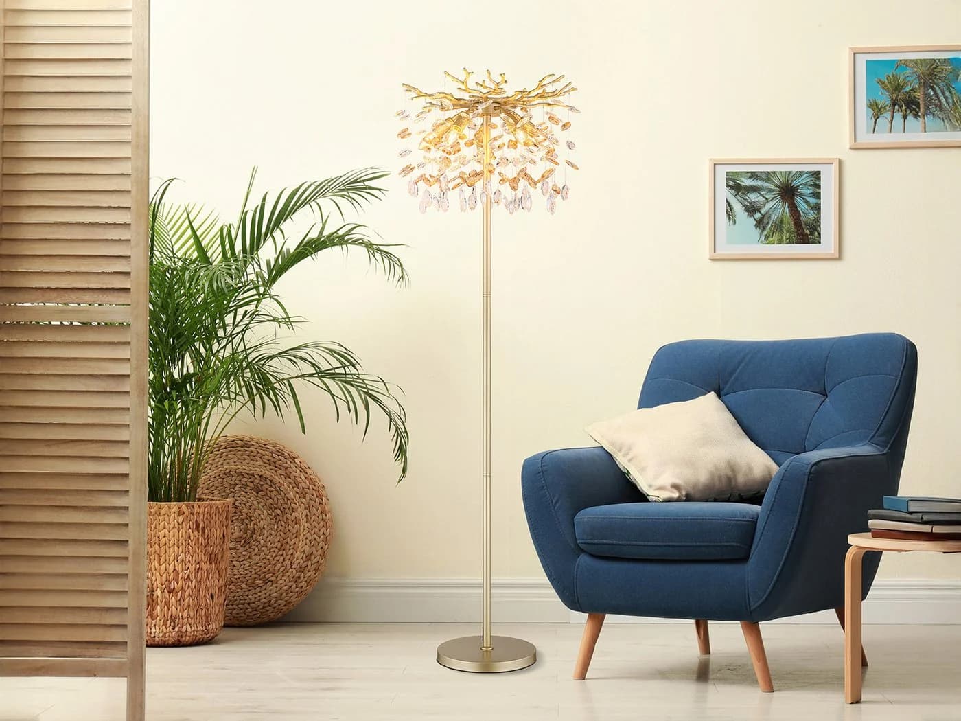 GLOBO LIGHTING LED Stehlampe mit Kristall 2-farbig Gold Dimmfunktion - Bild 3