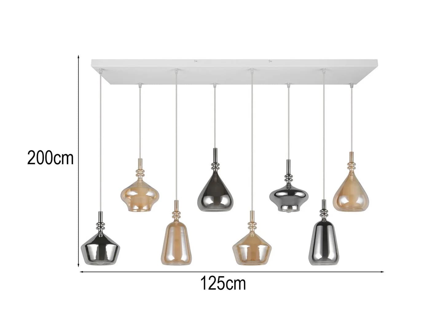 TRIO Leuchten LED Pendelleuchte 8-flammig Glas Dimmfunktion Warmweiß - Bild 4