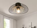 Reality Leuchten LED Deckenleuchte Schwarz Gold Gitter Ø 30cm Dimmbar Bild 1