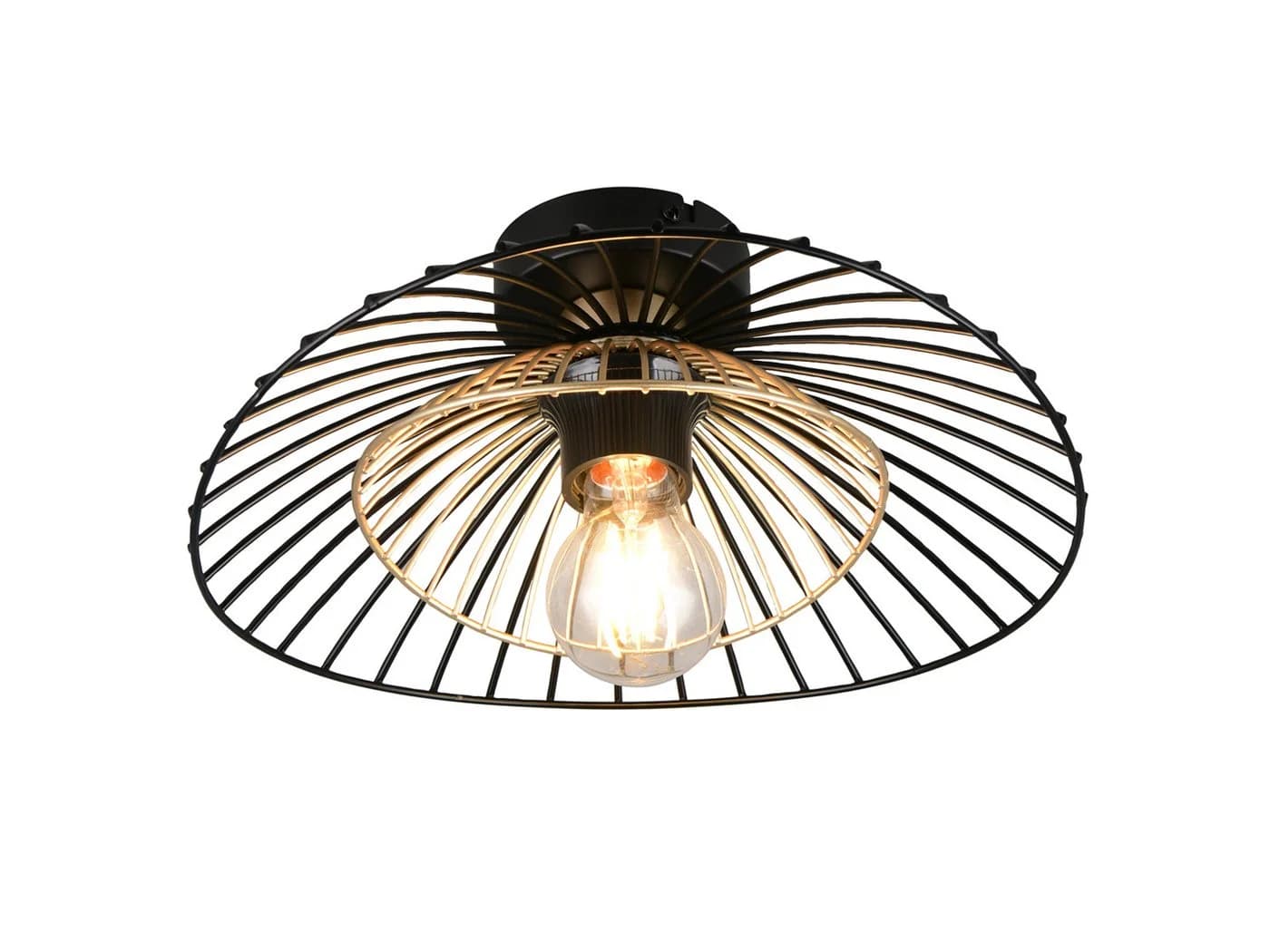 Reality Leuchten LED Deckenleuchte Schwarz Gold Gitter Ø 30cm Dimmbar - Bild 2
