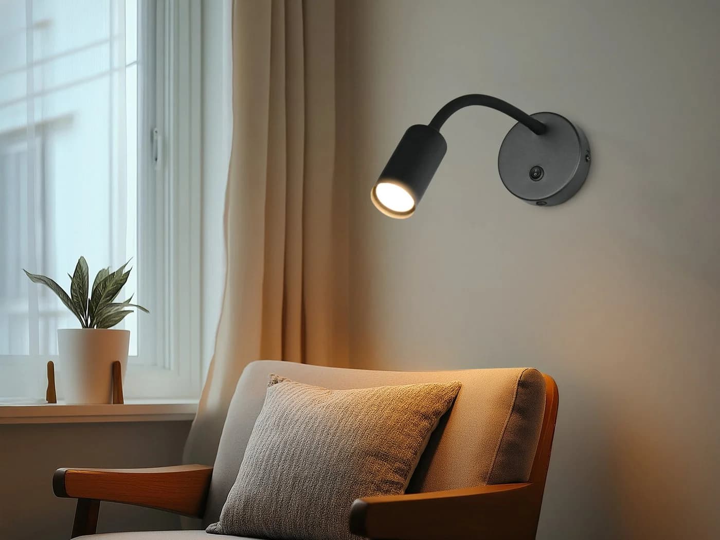 Reality Leuchten LED Leselampe Schwarz Schwanenhals dimmbar - Bild 5