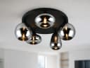 TRIO Leuchten LED Deckenleuchte 5 Glaskugeln Schwarz Chrom Dimmbar Bild 1