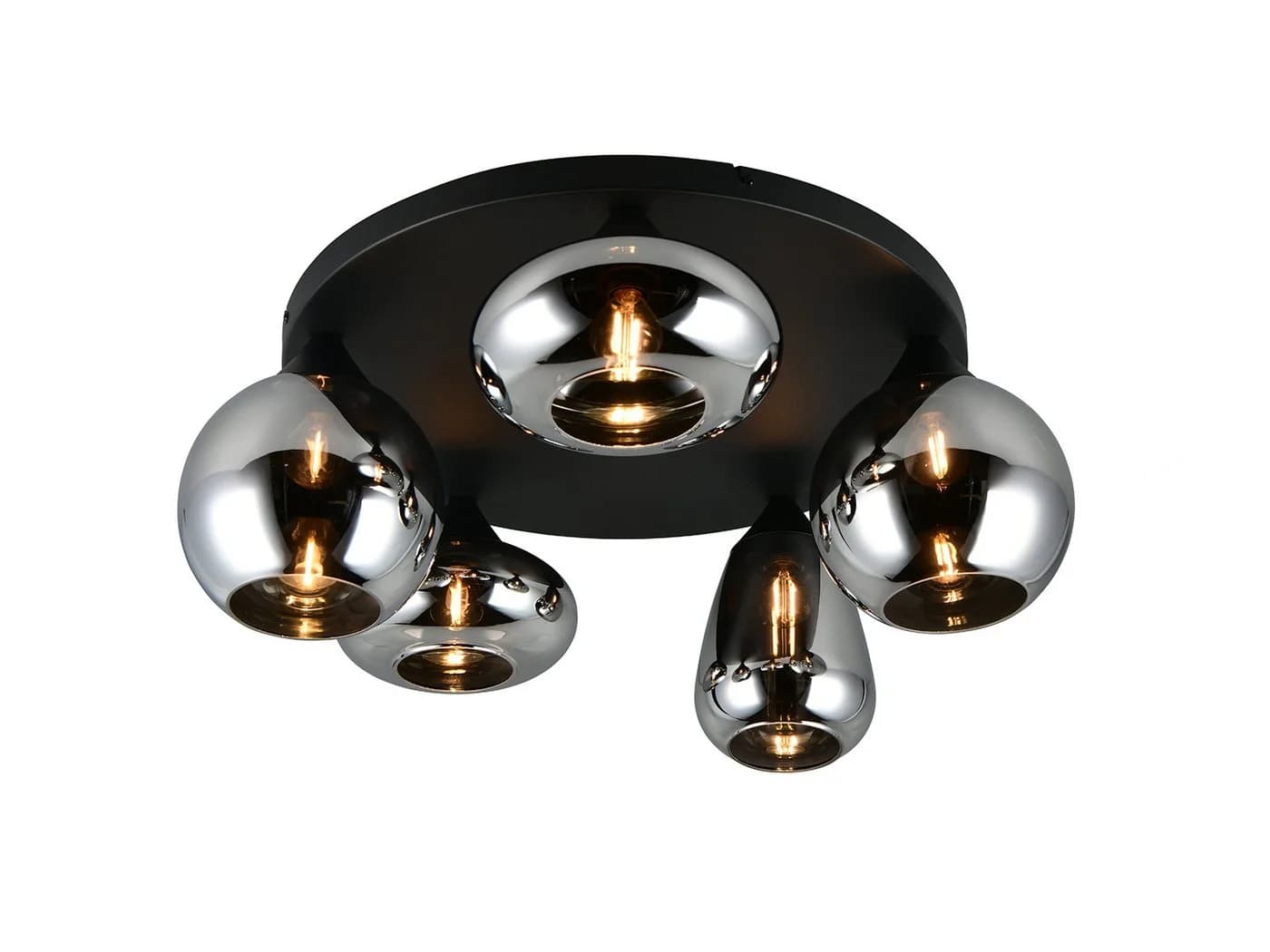 TRIO Leuchten LED Deckenleuchte 5 Glaskugeln Schwarz Chrom Dimmbar - Bild 2
