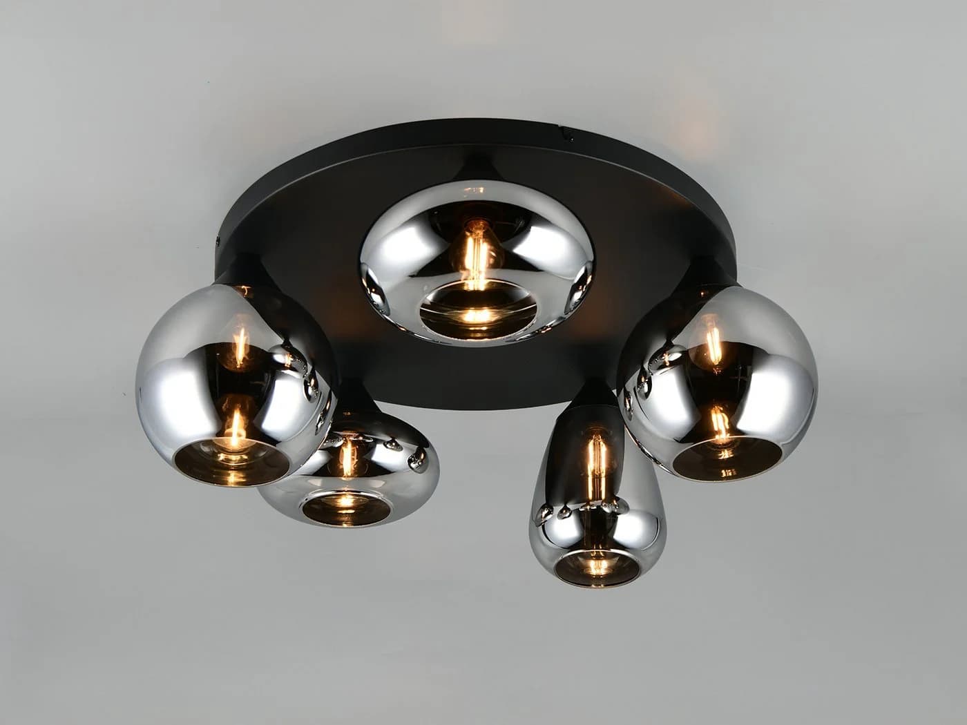 TRIO Leuchten LED Deckenleuchte 5 Glaskugeln Schwarz Chrom Dimmbar - Bild 3