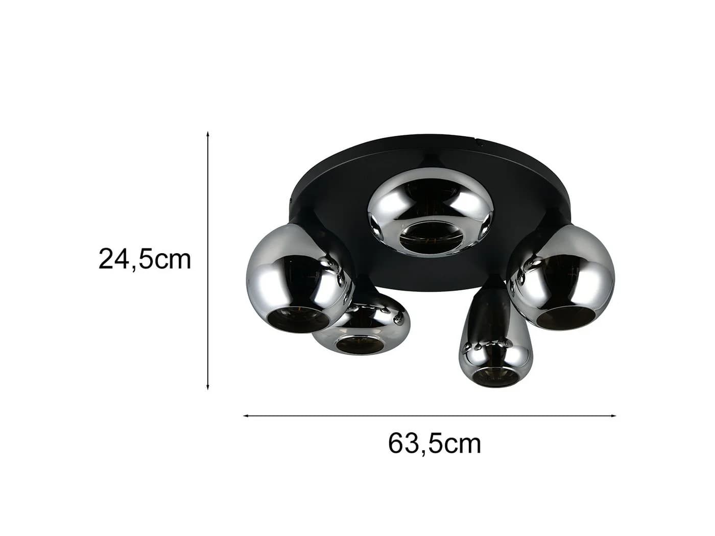TRIO Leuchten LED Deckenleuchte 5 Glaskugeln Schwarz Chrom Dimmbar - Bild 4