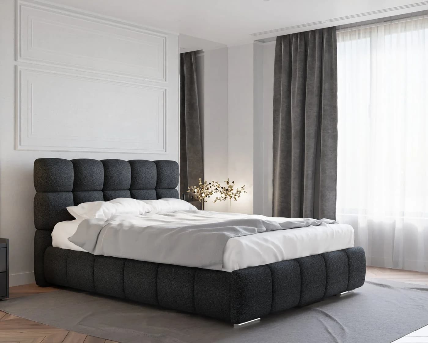 Homesy Polsterbett BLISS Schwarz Metallrahmen mit Lattenrost - Bild 2