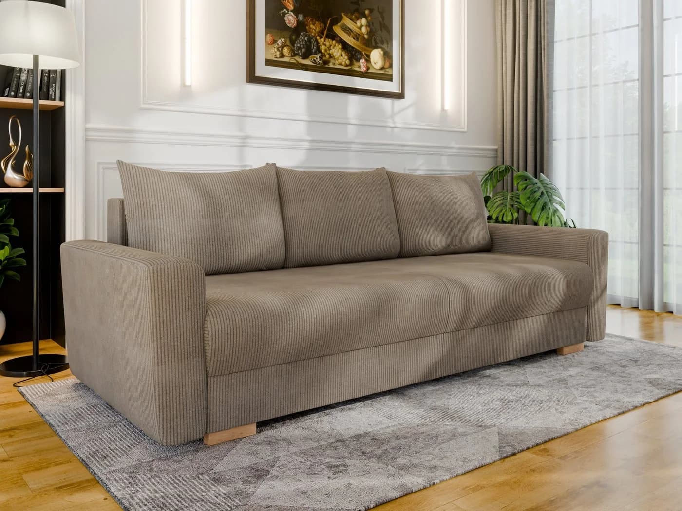 Homesy Schlafsofa ELMA mit Bettfunktion und Bettkasten Beige - Bild 2