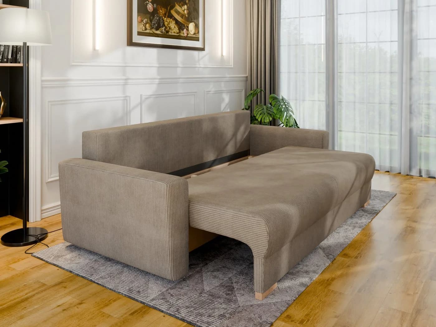Homesy Schlafsofa ELMA mit Bettfunktion und Bettkasten Beige - Bild 4