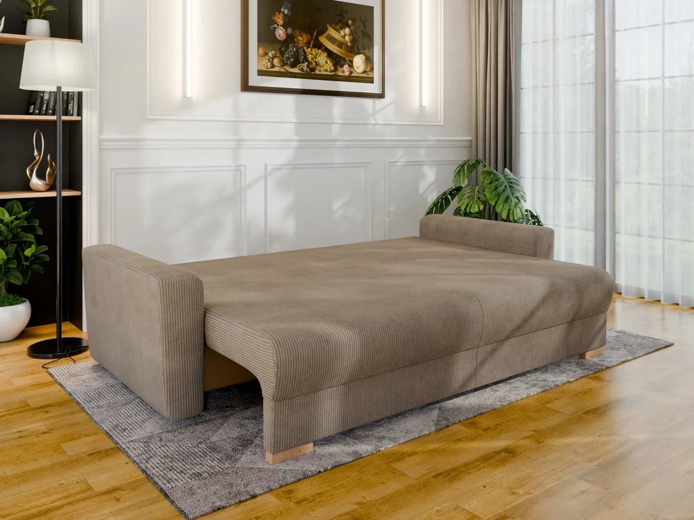 Homesy Schlafsofa ELMA mit Bettfunktion und Bettkasten Beige - Bild 5