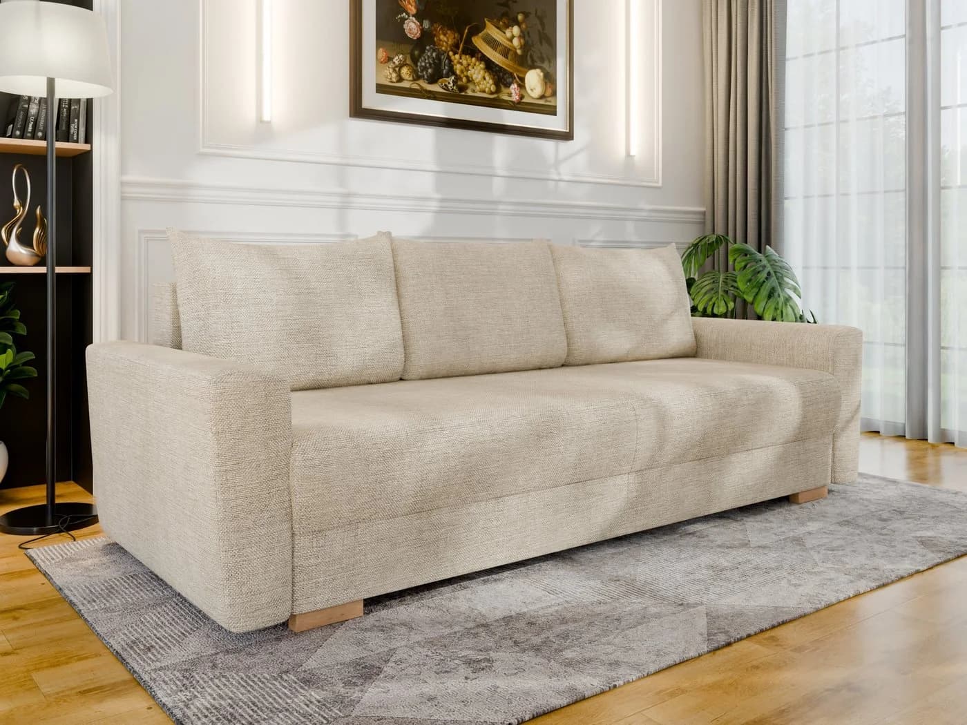 Homesy Schlafsofa ELMA mit Bettfunktion und Bettkasten Beige - Bild 2