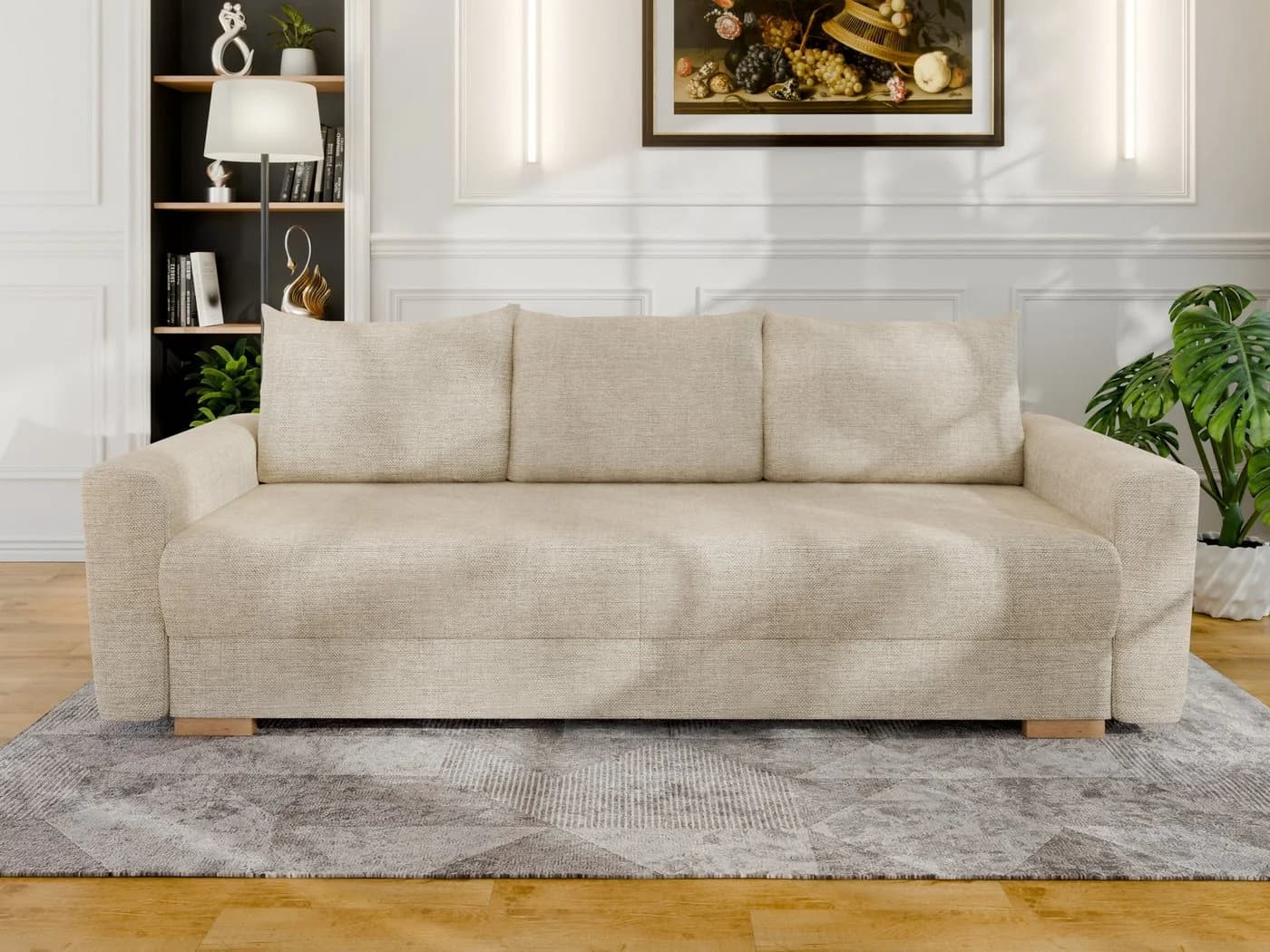 Homesy Schlafsofa ELMA mit Bettfunktion und Bettkasten Beige - Bild 3
