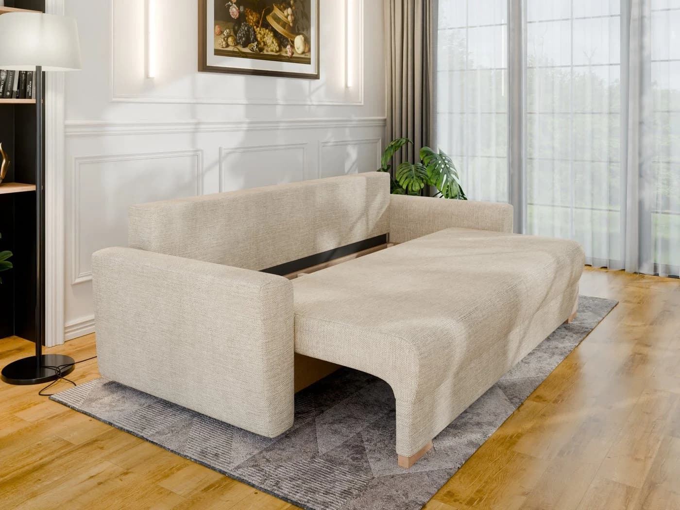 Homesy Schlafsofa ELMA mit Bettfunktion und Bettkasten Beige - Bild 5