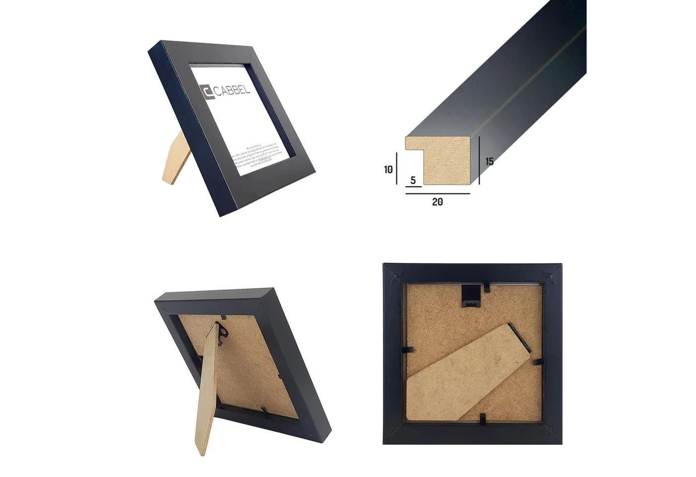 CABBEL Bilderrahmen 10x10 cm Schwarz MDF Modern - Bild 5