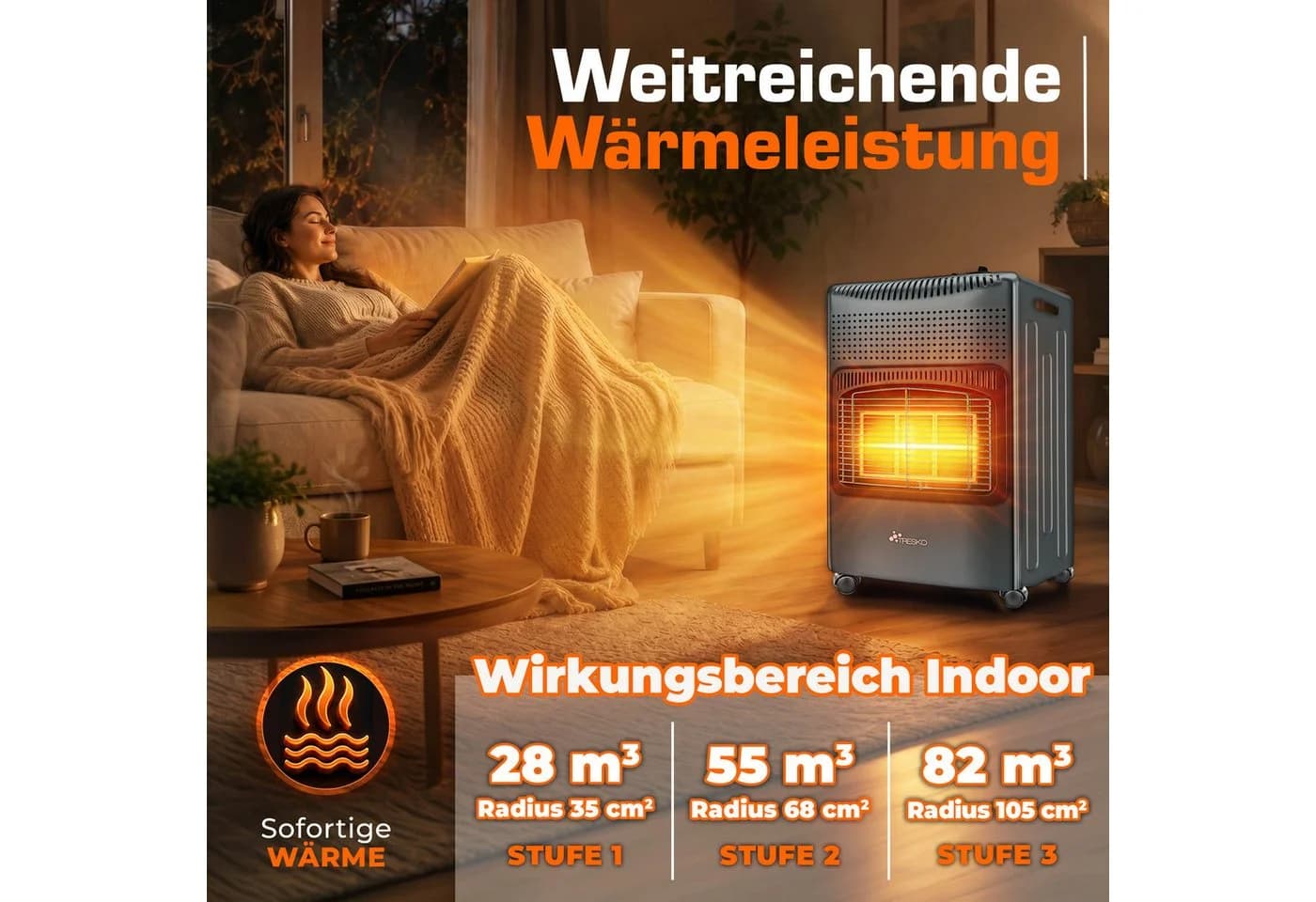 TRESKO Heizstrahler 4200 W Gasheizung Anthrazit - Bild 3