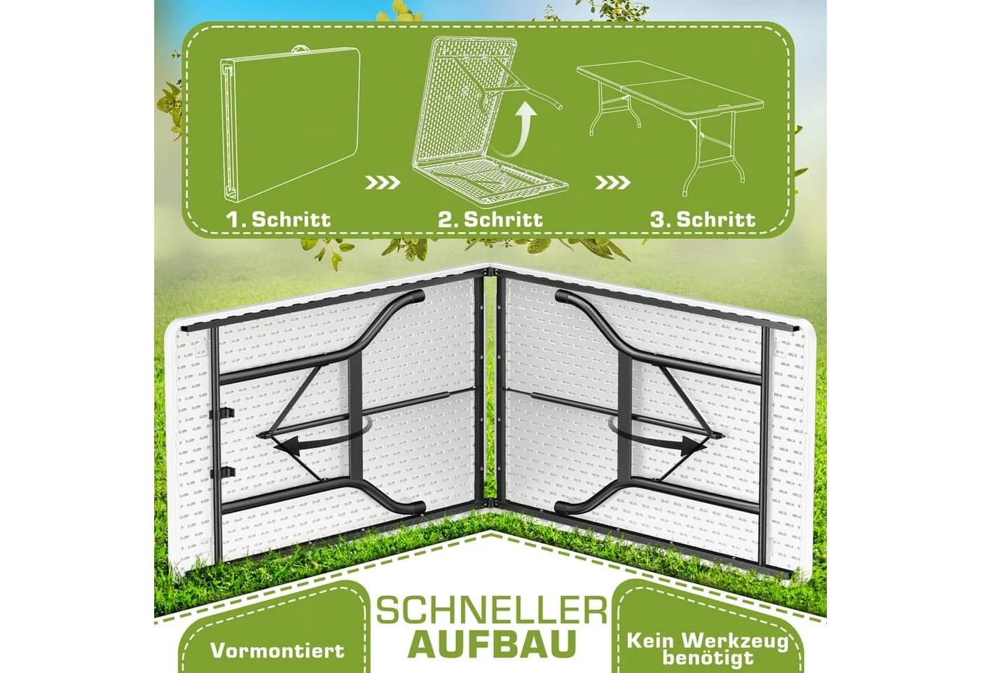 tillvex Gartentisch Klapptisch 180 cm - Bild 5