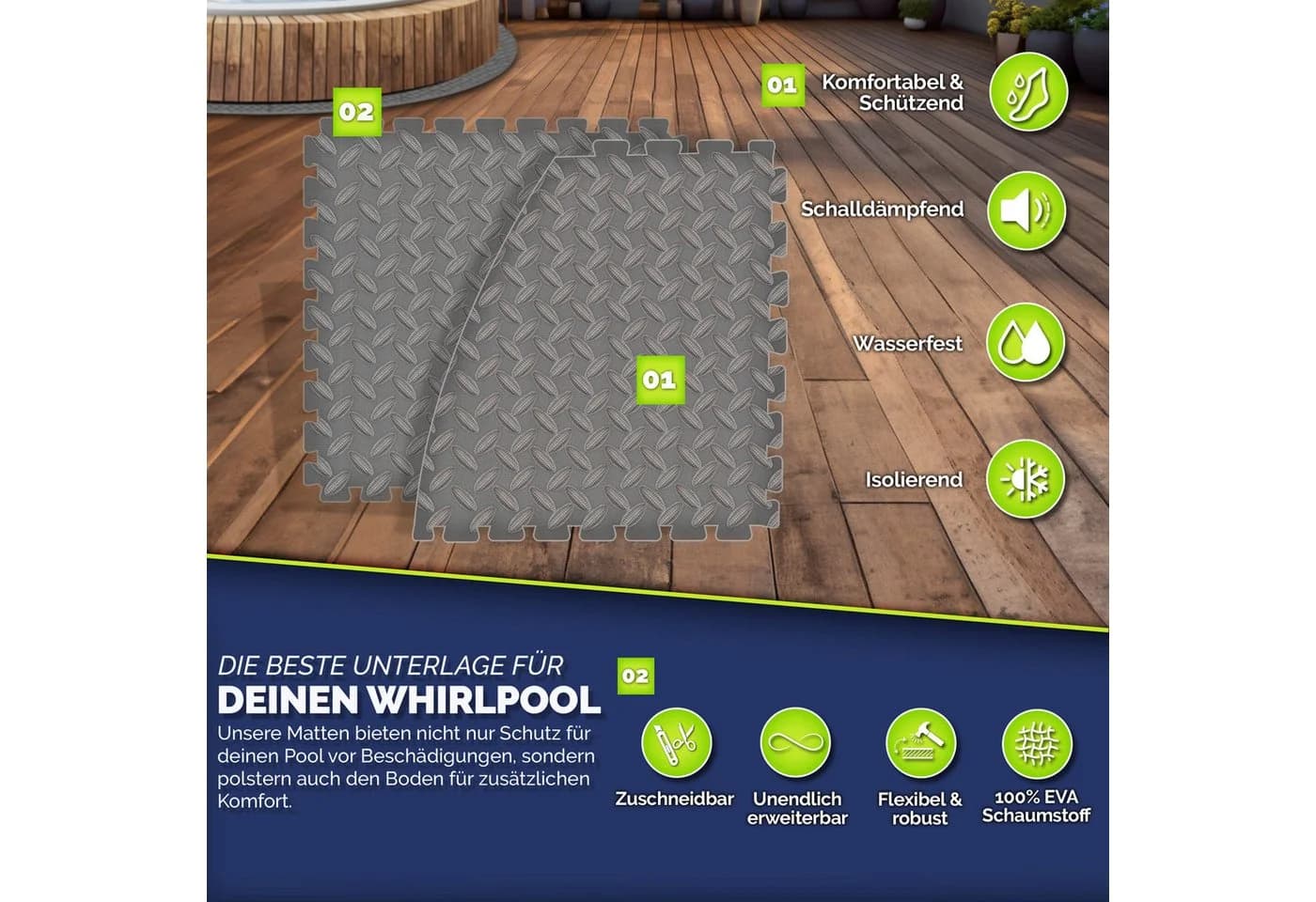 tillvex Whirlpool Unterlage rund Grau Bodenschutzfliese - Bild 5