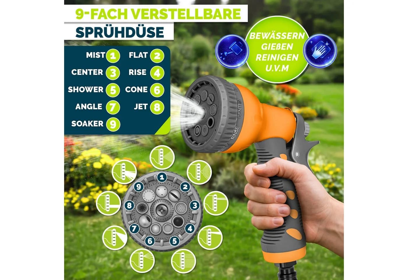 tillvex Schlauchtrommel mit Wandhalterung & Tragegriff Anthrazit/Orange - Bild 4