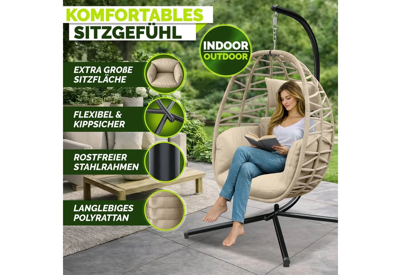 tillvex Hängesessel Swivo mit Gestell & wetterfester Abdeckung - Bild 3