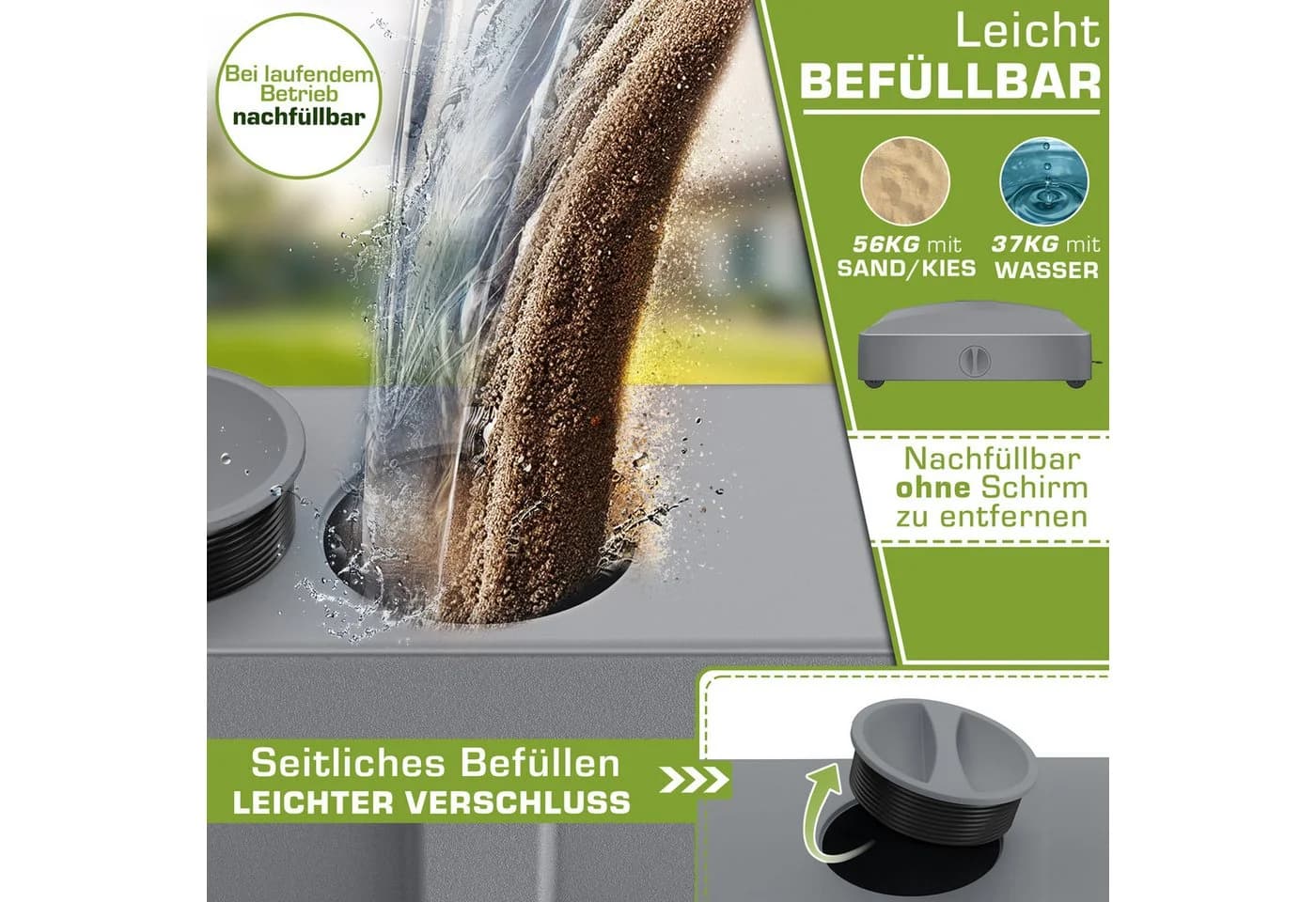 tillvex Sonnenschirmständer PAVERA rollbar 37L/56kg - Bild 3