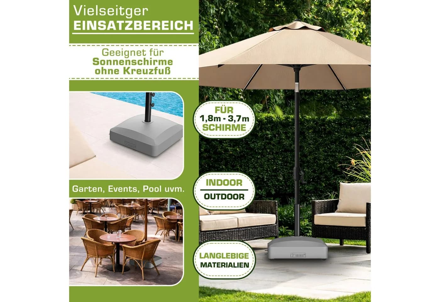 tillvex Sonnenschirmständer PAVERA rollbar 37L/56kg - Bild 5