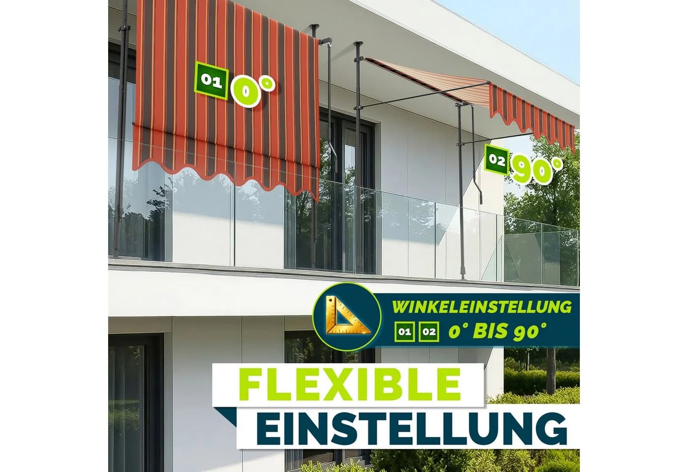 tillvex Klemmmarkise mit Handkurbel Orange/Beige