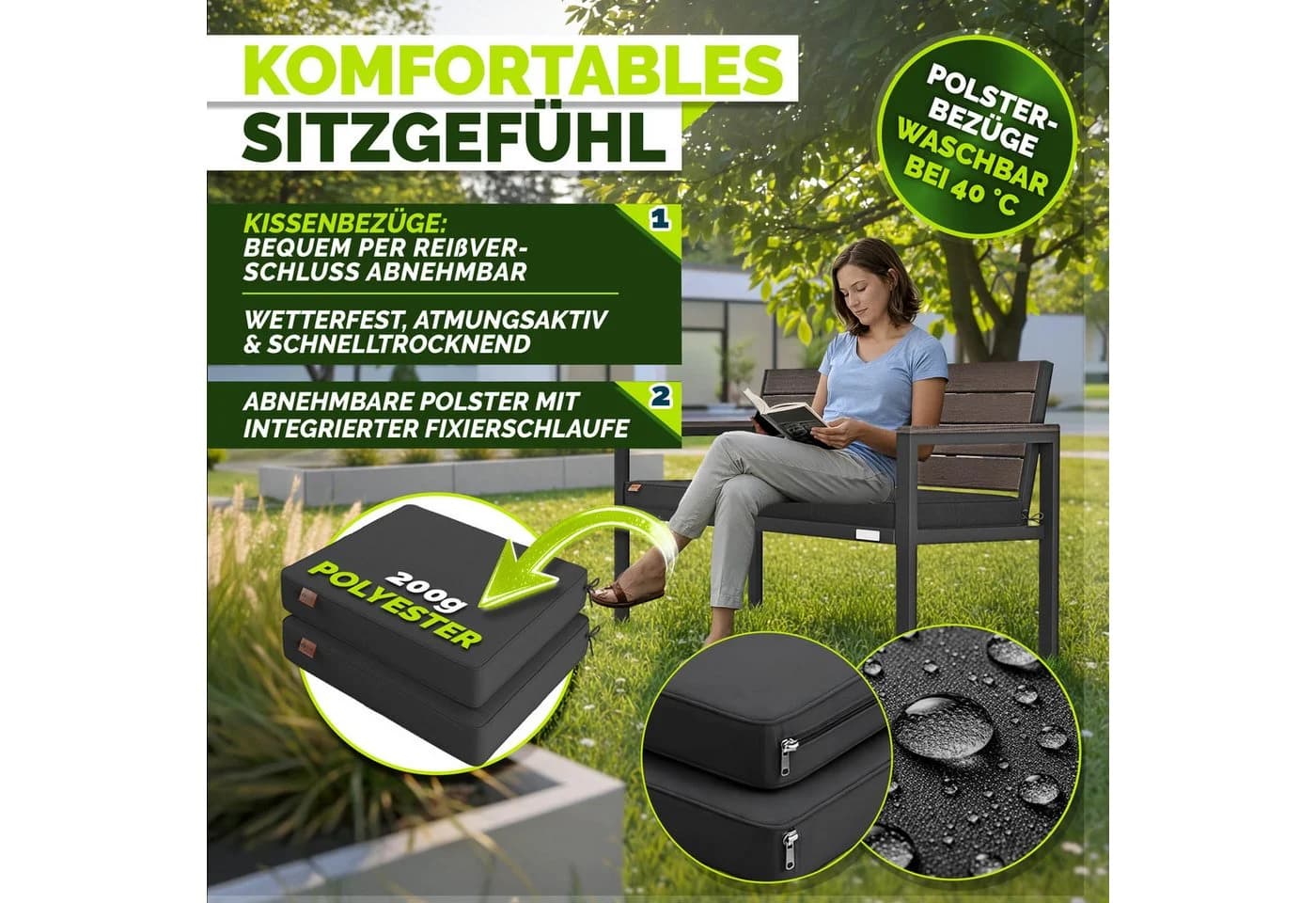 tillvex Gartenbank Holzoptik 300kg belastbar - Bild 3