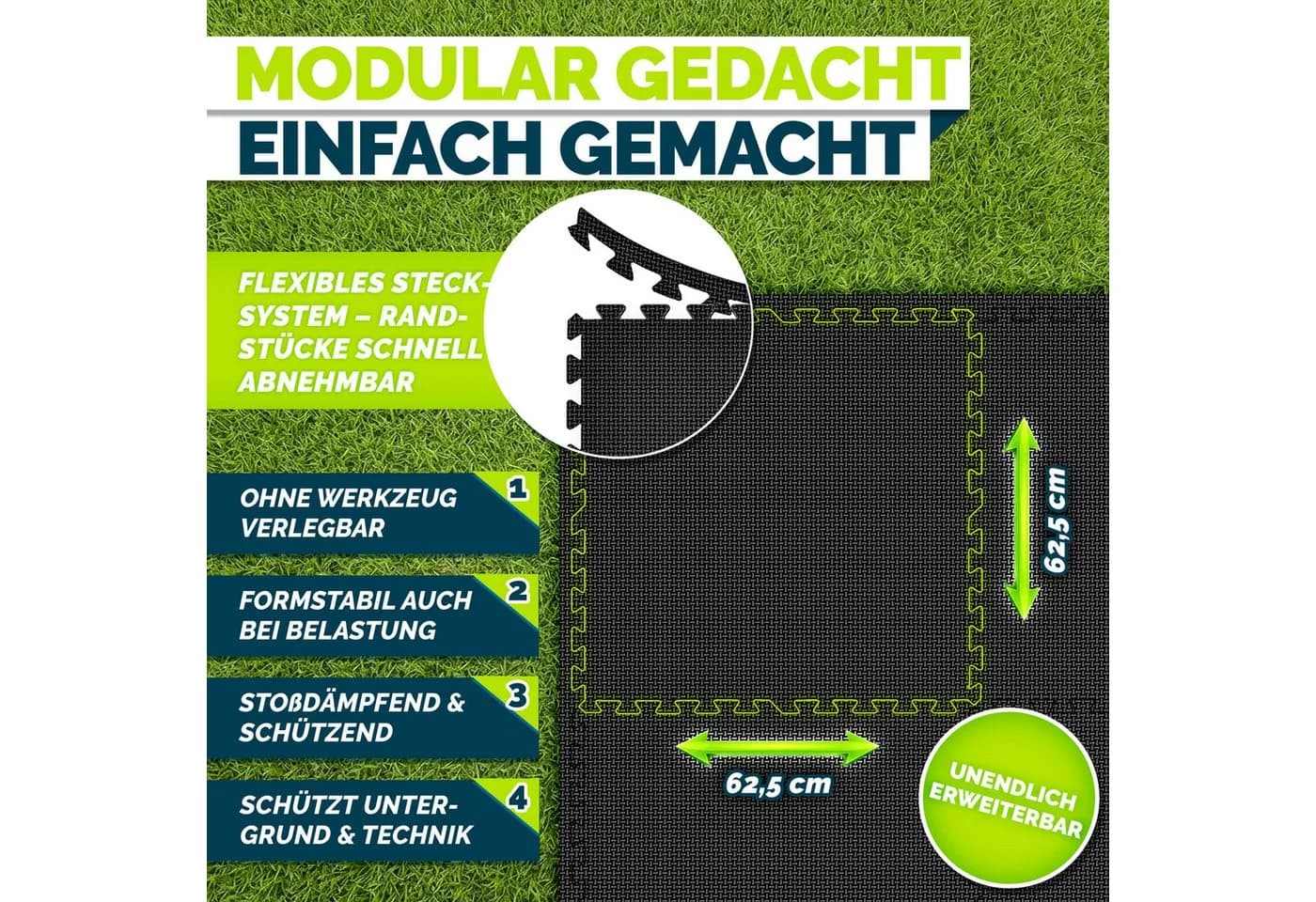 tillvex Pool-Bodenschutzfliese Schwarz EVA-Schaum