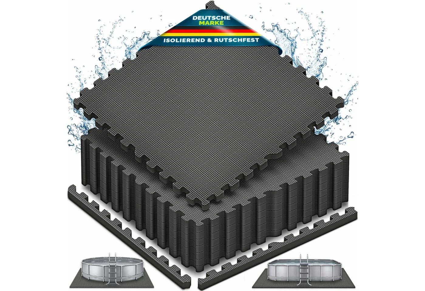 tillvex Pool-Bodenschutzfliese Schwarz EVA-Schaum - Bild 2