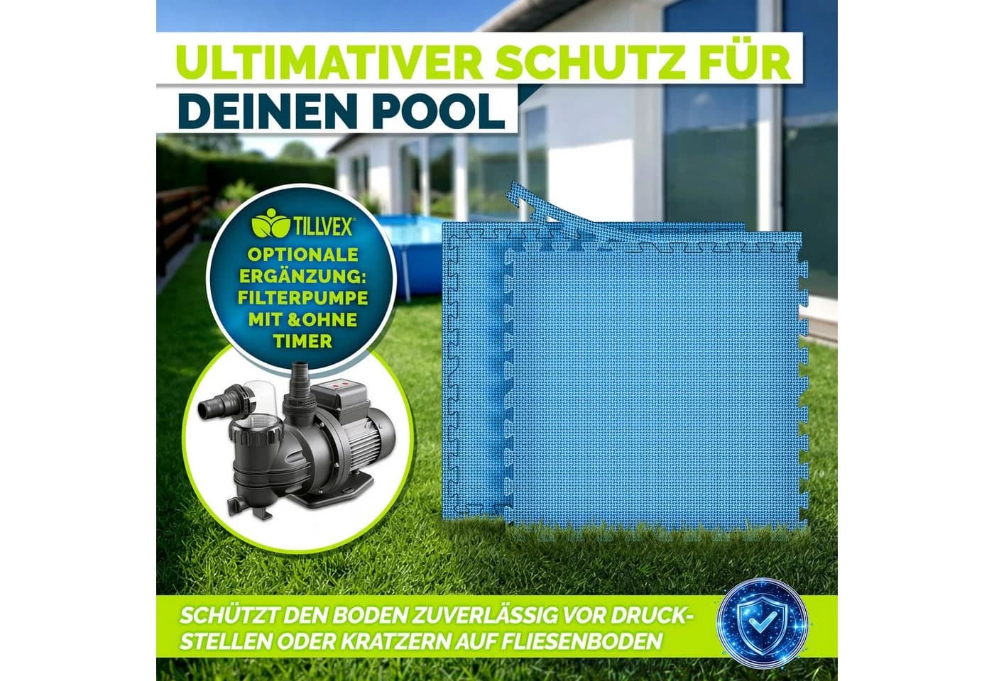 tillvex Pool-Bodenschutzfliese Blau EVA-Schaumstoff - Bild 5