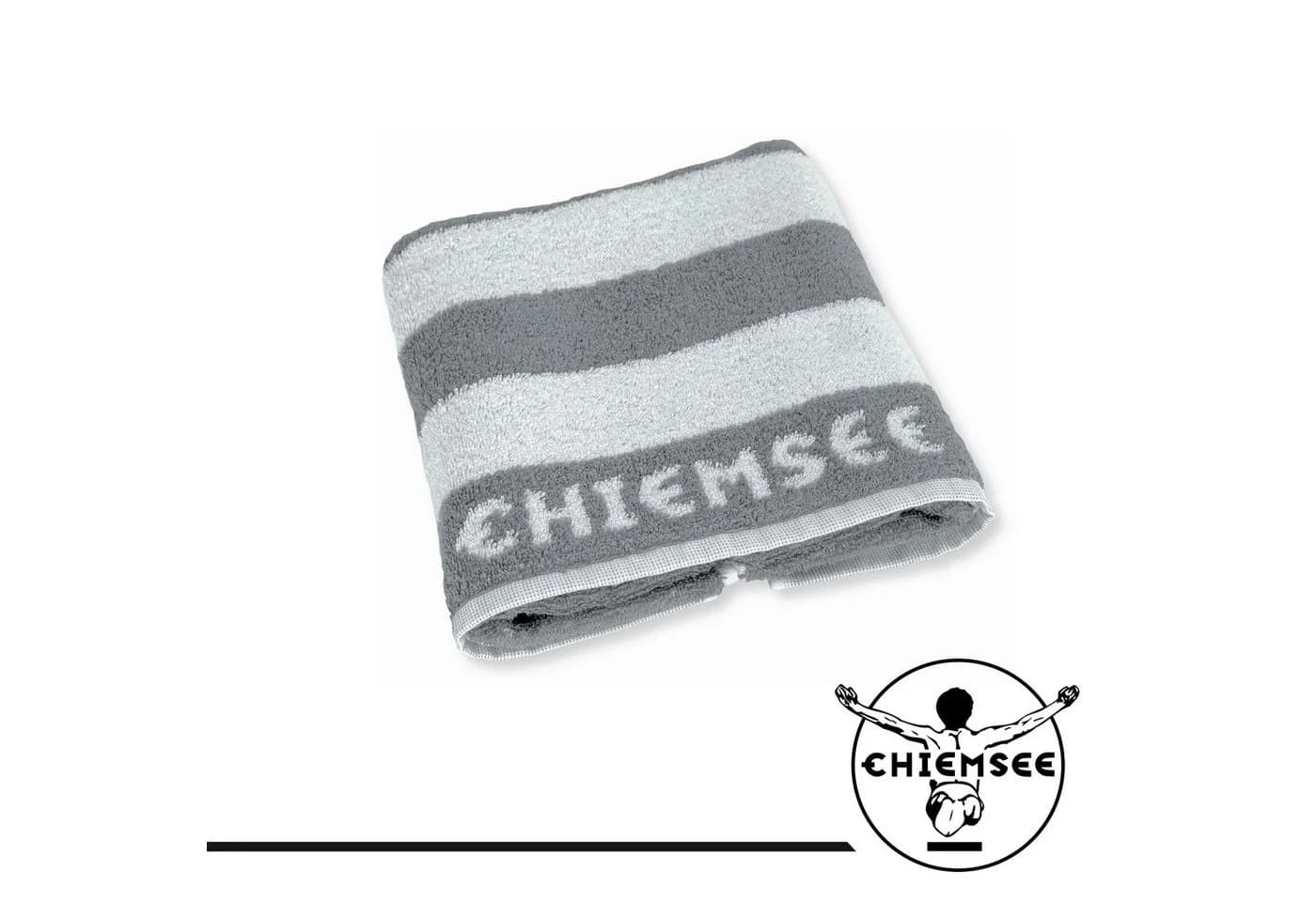Chiemsee Frottier Handtuch 100% Baumwolle gestreift silber Logo - Bild 2
