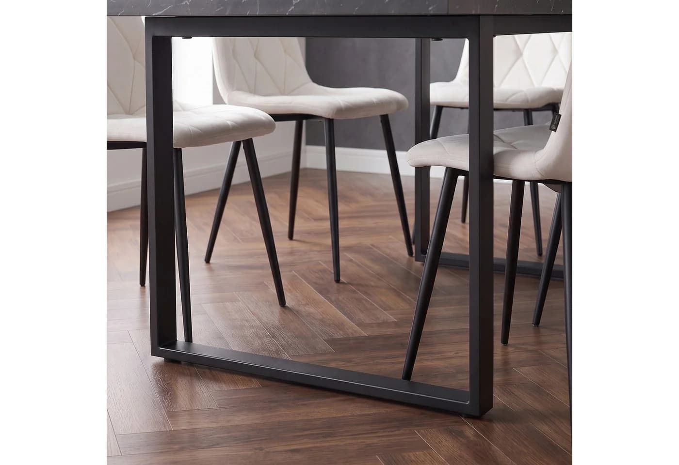 B&D home Esstisch LARS, ausziehbar, Metallgestell Schwarz/Weiß - Bild 5