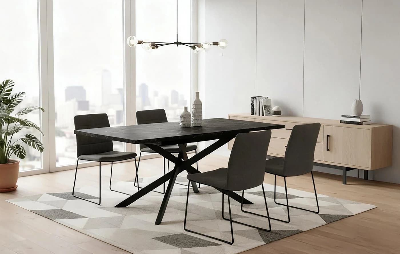 B&D home Esstisch LARS ausziehbar Schwarz/Weiss Industrial - Bild 2