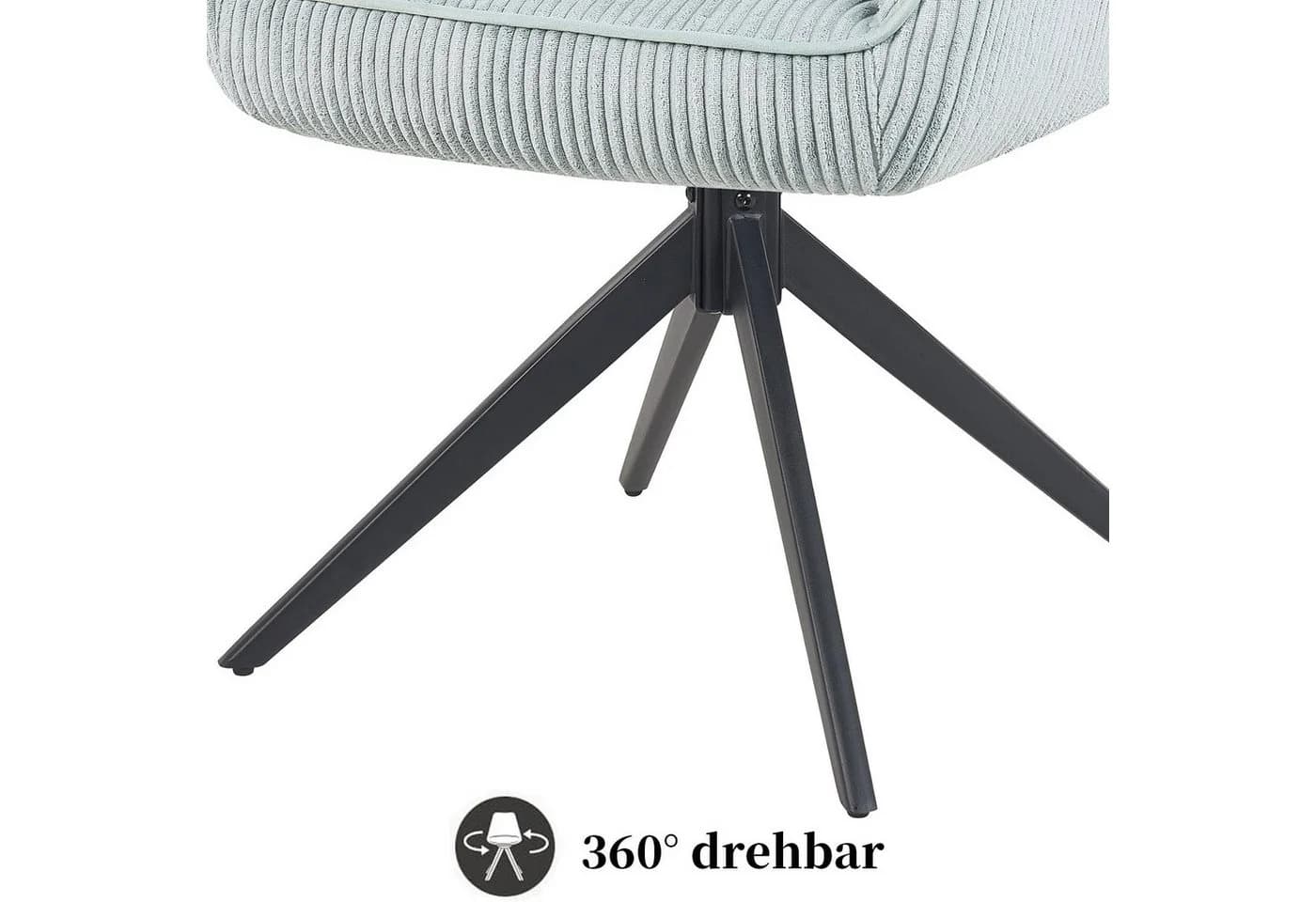 B&D home Polsterstuhl ARVIT Drehstuhl mit Armlehnen Federkern Hellblau - Bild 4