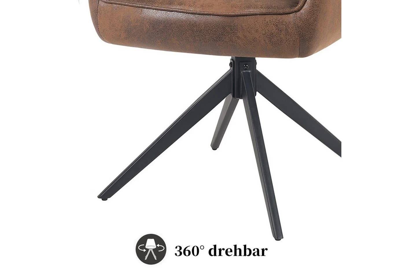 B&D home Polsterstuhl ARVIT mit Armlehnen und Drehfunktion Braun - Bild 4