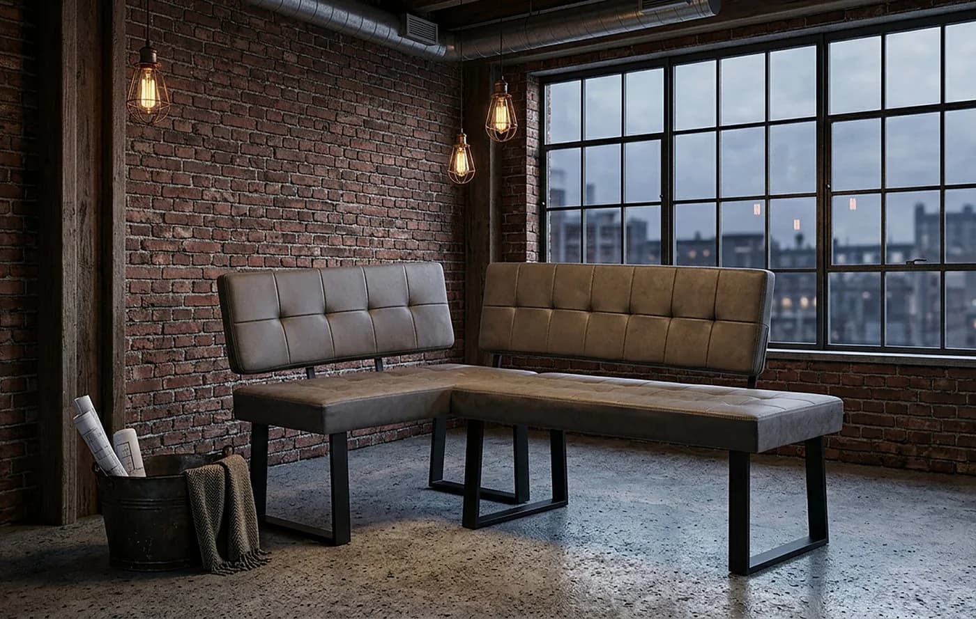 B&D home Eckbank AKA Grau Industrial Style gepolstert - Bild 2