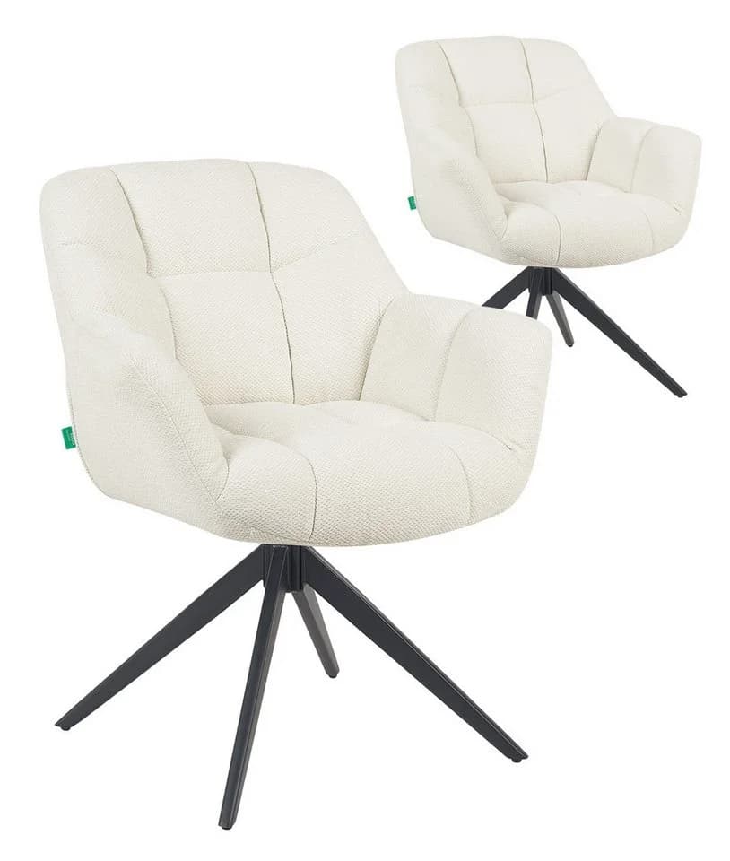DUBI Möbel Polsterstuhl Mika-Mila 2er-Set 360° drehbar Schwarz - Bild 2