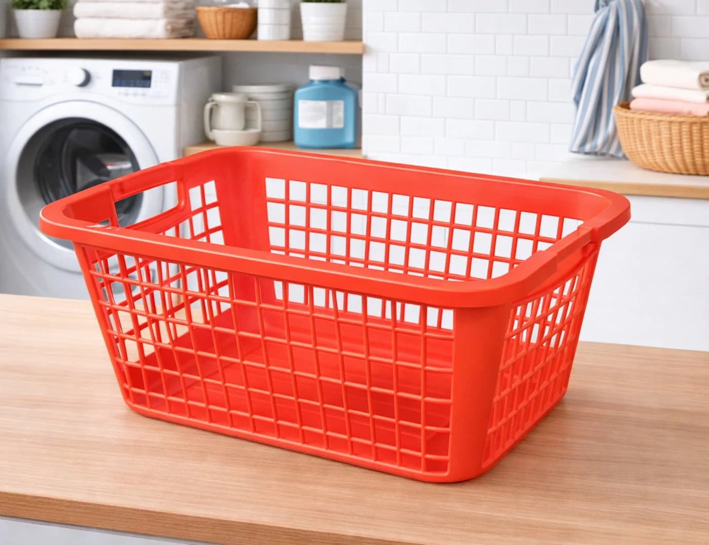 Ebaxx Wäschekorb 69 Liter Rot Kunststoff