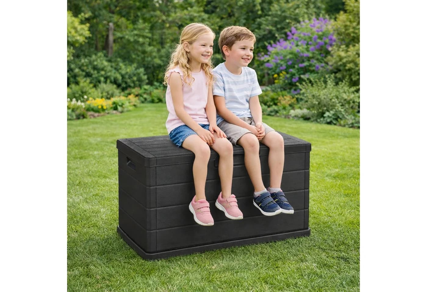 Mojawo Auflagenbox Kissenbox Sitzbank Anthrazit Kunststoff 170L - Bild 4