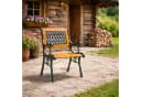 Mojawo Armlehnstuhl Gusseisen Gartensessel Gartenstuhl Outdoor Holz Natur bis 120kg Bild 1