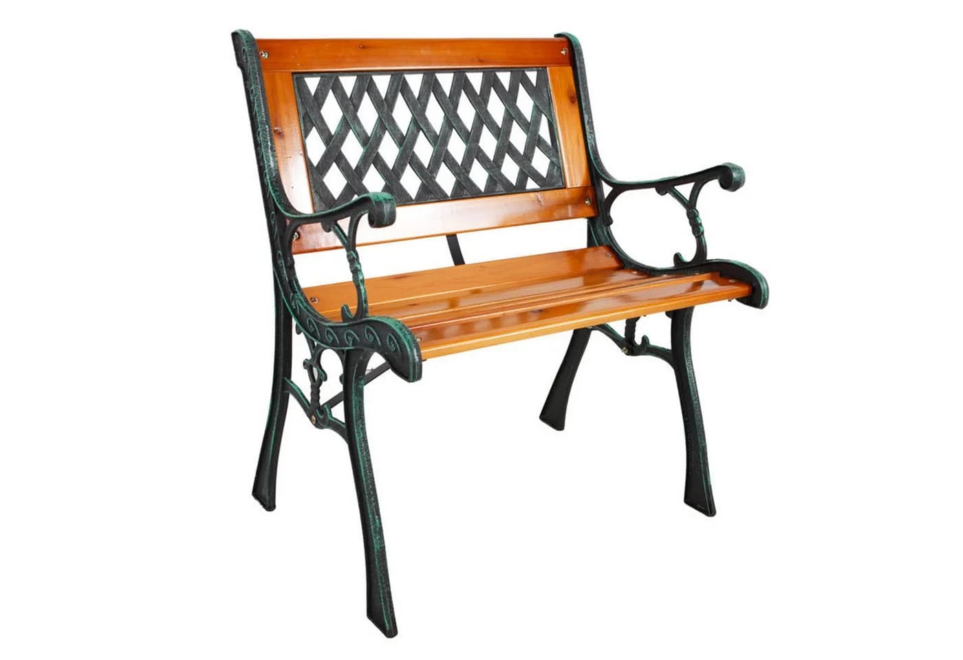 Mojawo Armlehnstuhl Gusseisen Gartensessel Gartenstuhl Outdoor Holz Natur bis 120kg - Bild 2