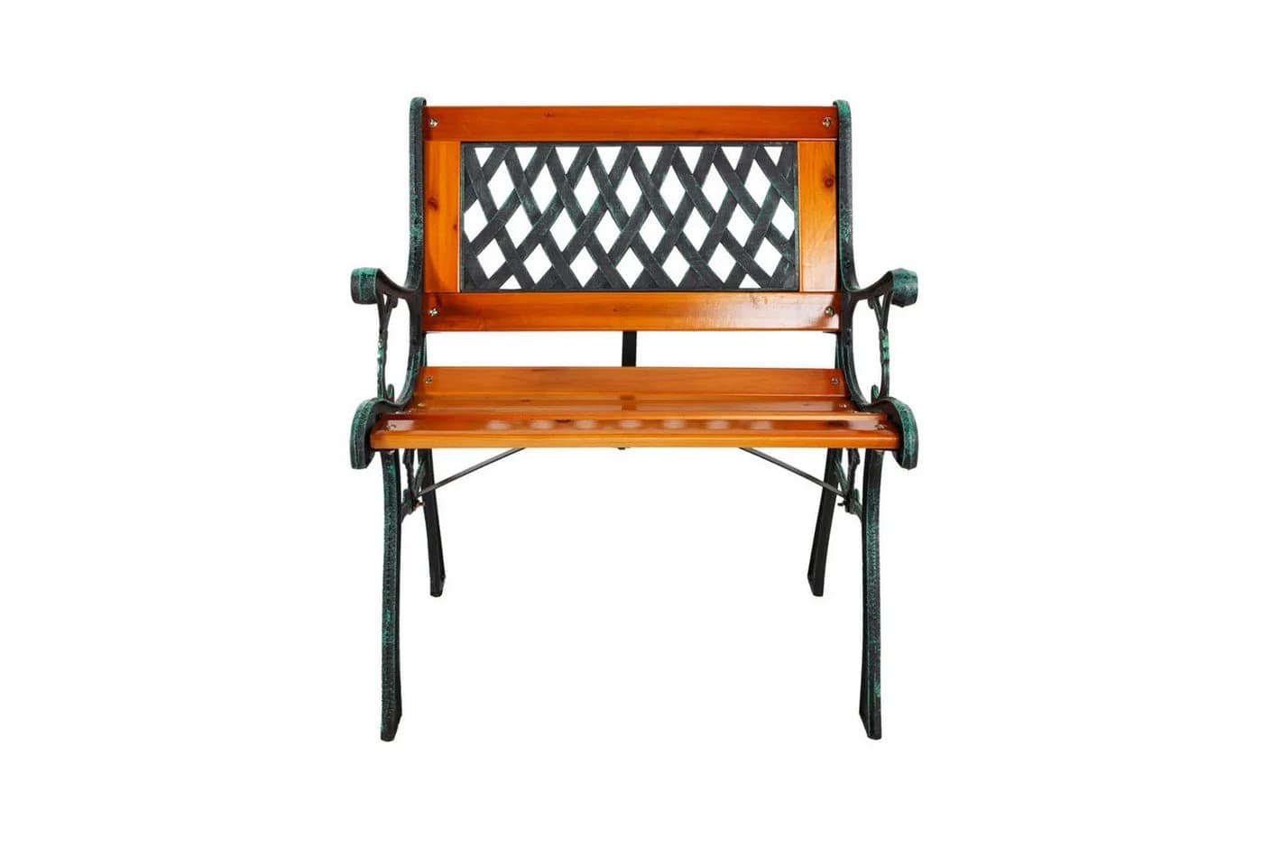 Mojawo Armlehnstuhl Gusseisen Gartensessel Gartenstuhl Outdoor Holz Natur bis 120kg - Bild 3