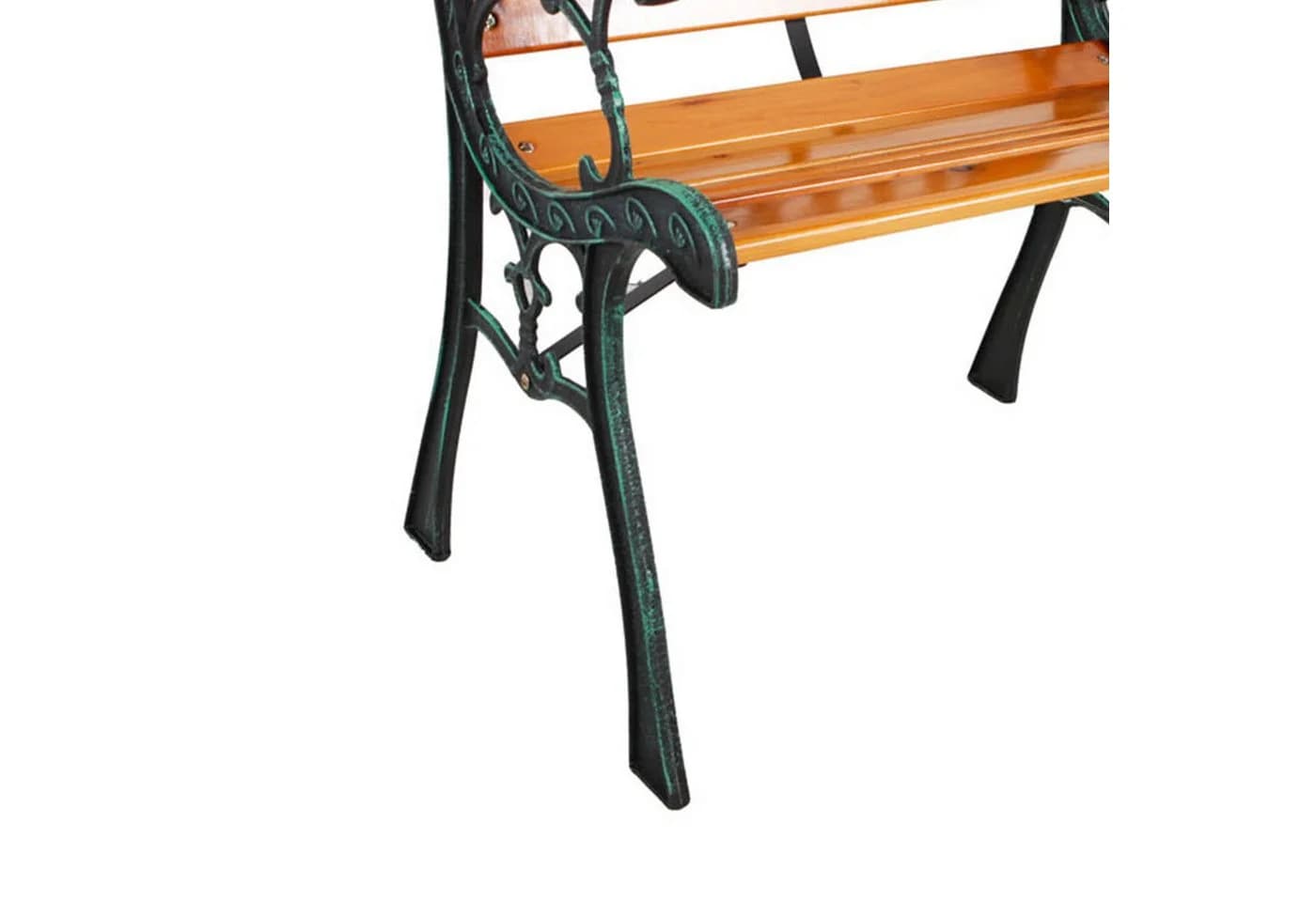 Mojawo Armlehnstuhl Gusseisen Gartensessel Gartenstuhl Outdoor Holz Natur bis 120kg - Bild 5
