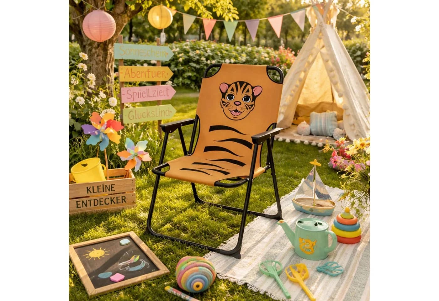 Mojawo Kinder Campingstuhl Tiger-Design